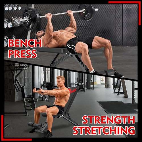 Adjustable Weight Bench, 660LBS Foldable Workout Bench for Full Body Strength Training, Multifunctional Bench Press Incline Decline Bench - Great for Beginners and Professional Use