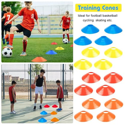 Soccer Speed Agility Training Set - 20FT Agility Ladder 12/16 Sports Cones and Soccer Kick Trainer Football Training Equipment Footwork Drills for Youth and Adults - color: Yellow, style: Agility Ladder+Cones