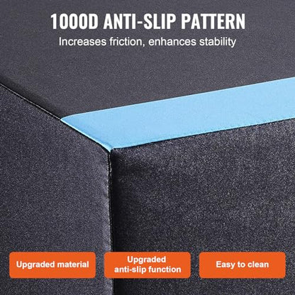 VEVOR 3 in 1 Plyometric Jump Box, Cotton Plyo Box, Platform & Jumping Agility Box, Anti-Slip Fitness Exercise Step Up Box for Home Gym Training, Conditioning Strength Training, Multiple Sizes, Black - size: 16"x14"x12"