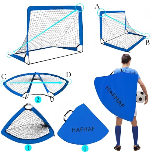 HAFHAF Soccer Goals for Backyard 4x3ft Kids Soccer Net Set with Ball - color: Blue