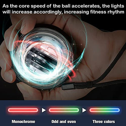 Auto-Start Wrist Power Gyro Ball with LED Lights, Wrist Strengthener and Forearm Exerciser for Stronger Arm Fingers and Muscle - color: Colourful Light-Transparent
