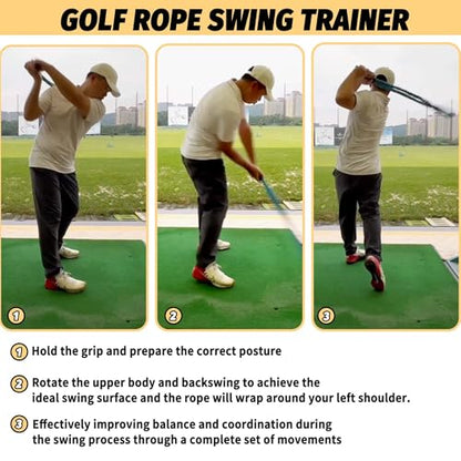 Golf Swing Training Aid,Golf Rope Swing Trainer, Golf Multi-Purpose Training Rope Suitable for Physical Training, Warm-Up Exercises, Strength and Rhythm Control