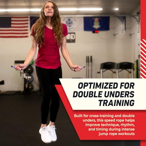 Elite Jumps Surge Professional Speed Rope for Double Unders - Patented Dual Bearing Ultra Light-Weight Handle for Premium Spin Control and Kink-Resistant Cable for fast Speed Jump Rope - color: Powder Blue