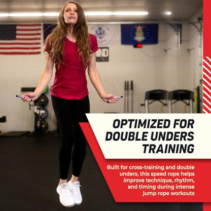 Elite Jumps Surge Professional Speed Rope for Double Unders - Patented Dual Bearing Ultra Light-Weight Handle for Premium Spin Control and Kink-Resistant Cable for fast Speed Jump Rope - color: Powder Blue