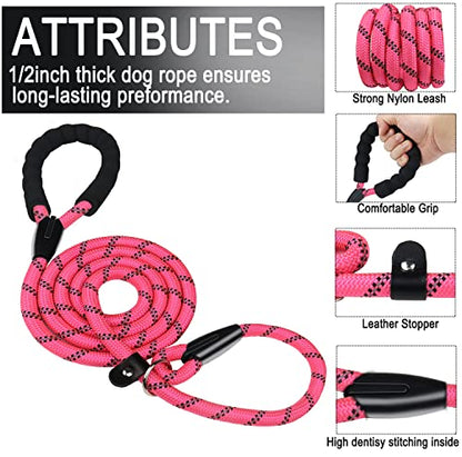 Dog Leash, 6 FT Heavy Duty Dog Leashes with Comfortable Padded Handle,Pink - color: Pink, size: 6 Feet x 1/2 Inch
