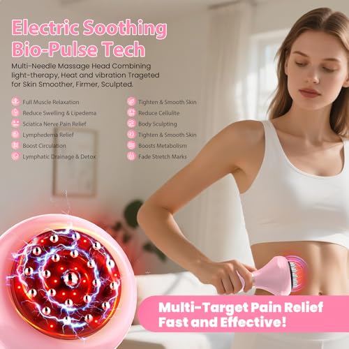 Lymphatic Drainage Massager, Anti Cellulite Massage Tool For Thigh & Belly Stretch Marks & Cellulite Reduction, Handheld Massage tools for Sciatica Nerve, Legs, Arms, Hip, Muscle, Low Back Pain Relief