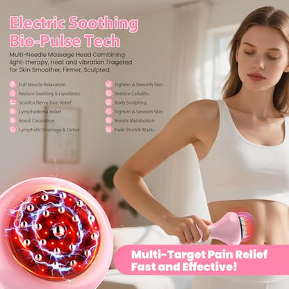 Lymphatic Drainage Massager, Anti Cellulite Massage Tool For Thigh & Belly Stretch Marks & Cellulite Reduction, Handheld Massage tools for Sciatica Nerve, Legs, Arms, Hip, Muscle, Low Back Pain Relief