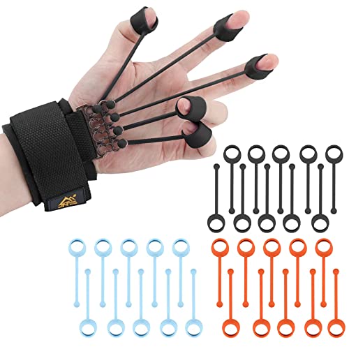 Finger Strengthener Stroke Recovery Physical Therapy Equipment Stretcher Hand Strengthener Hand Workout Extension Exerciser Hand Grip Trainer (Enhanced Kit - Black)