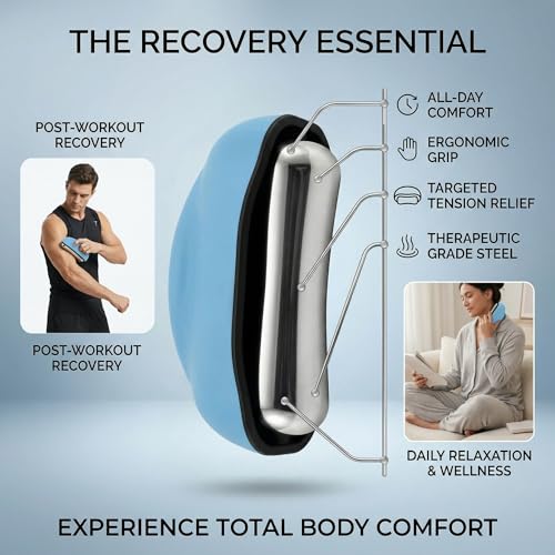 Cooling Massage Roller & Ice Ball - Cold Therapy Muscle Roller with Ergonomic Handle, 360 Easy-Glide Ice Massage for Myofascial Release, Post-Workout Recovery & Pain Relief (Blue) - color: Blue