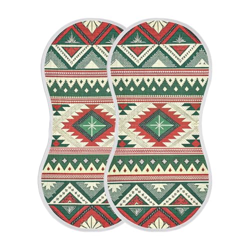 Mexican Ethnic Stripes Muslin Burp Cloths 1 Pack - Extra Large 22"x11", 4-Layer Soft Absorbent Cotton, Waterproof Backing, Baby Drool Rags for Newborn