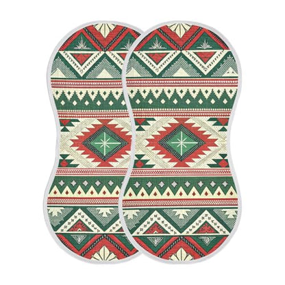 Mexican Ethnic Stripes Muslin Burp Cloths 1 Pack - Extra Large 22"x11", 4-Layer Soft Absorbent Cotton, Waterproof Backing, Baby Drool Rags for Newborn
