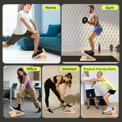Adjustable Wooden Slant Board for Calf Stretching ,Portable Calf Strecther Incline Board for Knees Ankle Heel Feet Leg,Slanted Board for Physical Therapy - style: Standard Edition (15°-30°)