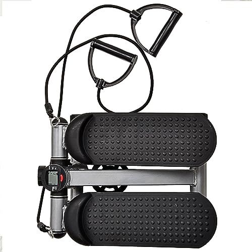 BalanceFrom Mini Stepper Exercise Machine, 300 Pound Weight Capacity – Compact Home Gym Equipment with Resistance Bands, LCD Monitor, Adjustable Height, and Non-Slip Footplates