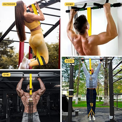 HPYGN Two Foots Pull Up Assistance Bands, Heavy Duty Resistance Band for Pull Up Bar, Adjustable Weight/Size with Fabric Feet/Knee Rest, Bands for Pull Up Assist for Strength Training, Pull Up