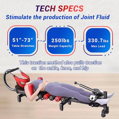 Lumbar Decompression Table with Cervical Traction by Lumbar Bench Pro|Realign Vertebrae & Alleviate Lumbar Strain |Full Body Stretching Neck, Back, Knee, and Hip| Relieve Pain- Max User Height 6' Feet