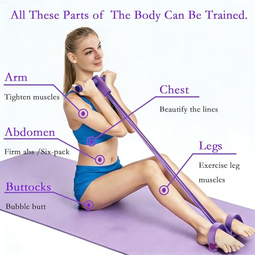 Resistance Bands with Pedal Tube & Ankle Straps, Multifunctional Elastic Rope for Full Body Stretching and Strength Training, Home Gym Equipment for Abdomen, Waist, Arm, Leg Workout