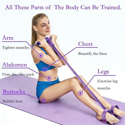 Resistance Bands with Pedal Tube & Ankle Straps, Multifunctional Elastic Rope for Full Body Stretching and Strength Training, Home Gym Equipment for Abdomen, Waist, Arm, Leg Workout