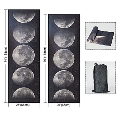 QiyI Hot Yoga Towel with Grip Dots, Non Slip, 74"x26", Moon Cycle - color: Moon Cycle, size: 74"x26"