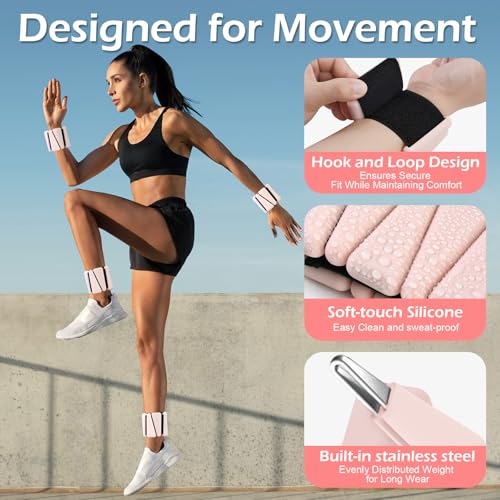 Wrist Ankle Weights for Women & Men, 2lbs/4lbs Adjustable Weighted Bangles to Boost Calorie Burn & Strength, Arm & Leg Weights for Pilates, Yoga, Walking, Barre, Gym & Home Workout