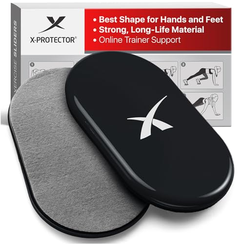 X-Protector Sliders for Working Out - 2 PCS - Double-Sided Exercise Sliders for Hard & Carpeted Floors - Gliders for Exercising! - color: Black & Grey