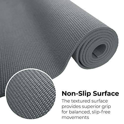 10 Pack Yoga Mat With Carrying Strap, 68"x24"x4mm Thick - color: Cool Gray