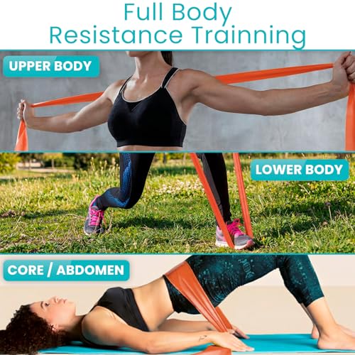 Vive Professional Resistance Bands - 25 Yard Non-Latex Roll for Physical Therapy, Lower and Upper Body Exercise Workout - Straight Elastic for Strength Training, Rehabilitation, Women, Men - color: Red