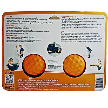 activelife - HighTrainer, Double Lacrosse Resistance Band and Balls Massager for Deep Tissue Massage, Gaming Accessory for Comfort, Stretching and Exercise for the Back, Neck and Shoulders