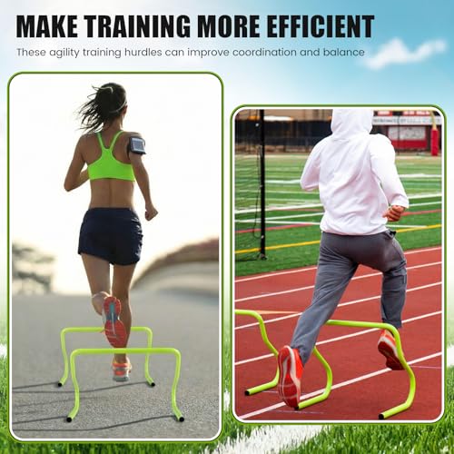 Seenelling 16 Pcs 12" Speed Agility Training Hurdles Large Size Detachable Agility Hurdles Hurdles Training Equipment Set for Athletes Soccer Basketball - color: Green