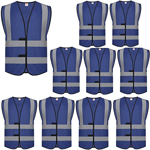 zojo High Visibility Reflective Safety Vest Bulk 10 Pack - color: Blue