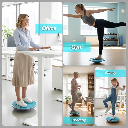 Upgraded Wobble Balance Board for Physical Therapy, Standing Desk & Gym 16 1/3" | Core Trainer with Non-slip Surface | Stability Board for Workout Balance Training | Wobble Board