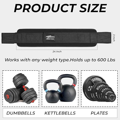 Hip Thrust Belt - Heavy duty, Comfortable, Adjustable Glute Trainer with Anti-Slip Pads. Ideal for Home Workouts with Dumbbells, Kettlebells, Plates. Extra Padding for Gym and Home Fitness hold up to 600 lbs - Black