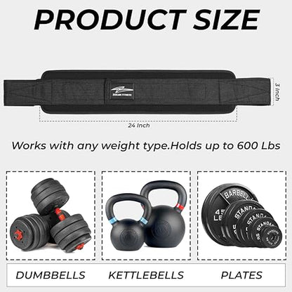 Hip Thrust Belt - Heavy duty, Comfortable, Adjustable Glute Trainer with Anti-Slip Pads. Ideal for Home Workouts with Dumbbells, Kettlebells, Plates. Extra Padding for Gym and Home Fitness hold up to 600 lbs - Black