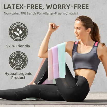 Resistance Bands for Working Out, Exercise Bands, Resistance Band for Physical Therapy, Stretch Bands for Pilates, Rehab, Stretch, Strength Training and Yoga Starter Set