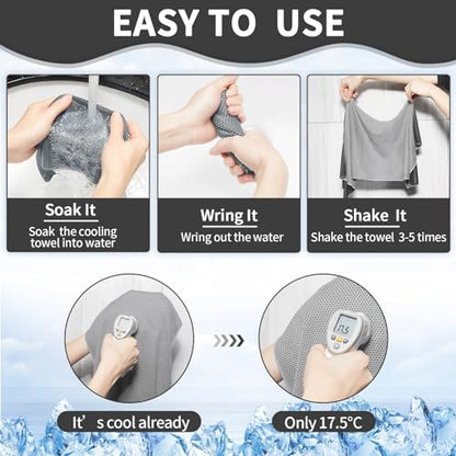 Honoson 10 Pcs Cooling Towel Bulk - Neck & Face Cool Chilly Towels Microfiber Breathable Sport Sweat Rag for Gym, Yoga, Travel, Camping, Running, Outdoor (Grey) - color: Grey