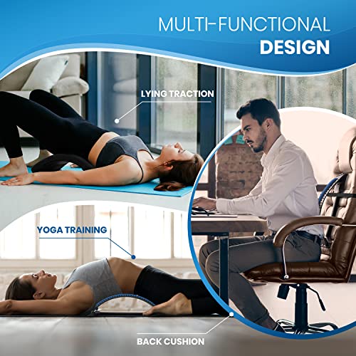 Everlasting Comfort Lumbar Support Pillow & Back Stretcher for Lower Back Pain Bundle - Adjustable Back Stretching Device for Spine Decompression - Office Chair Back Support for Gaming, Car, Couch