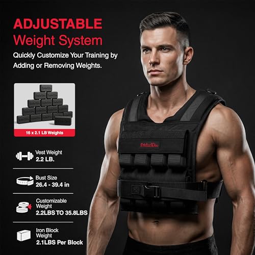 Weighted Vest for Men & Women | Adjustable Weight Vest 25 lbs/35 lbs/45 lbs with Removable Iron Weights, 1000D Cordura Weighted Training Vest for Rucking, Running & Strength Training