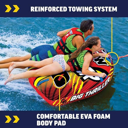Wow Sports Thriller Towable Deck Tube for Boating Adults, Tubing Boat Inflatable for Water Sports - size: 2 person