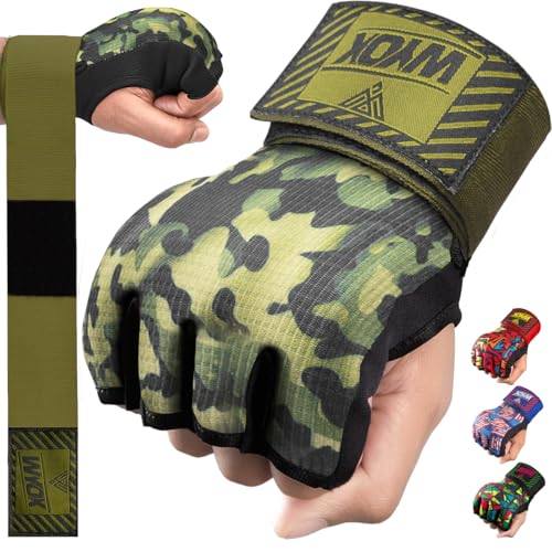 WYOX Neoprene Gel Boxing Hand Wraps Inner Gloves for Men & Women – 80cm/31in Quick Wrist Strap, Padded Knuckle Protection, Fingerless MMA Muay Thai Kickboxing Wraps for Training & Martial Arts - color: Vivid Forest, size: L/XL (8-9.5 inch)