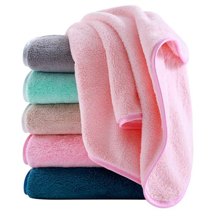 Cosy Family 6 Pack Ultra Soft Microfiber Absorbent Hand Towel, Silk Hemming Towels for Bathroom - Quick Drying - Perfect for Bath, Fitness, Gym, Shower, Hotel, and Spa - 16x28 Inch, Light Color