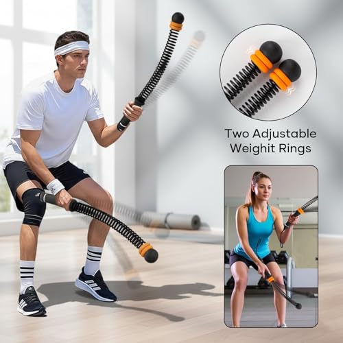 Saker Upgraded Adjustable Ropeless Battle Ropes, Steel Spring Core Rope Trainer with Rubber-Grip Handles, Wrist Straps & Portable HIIT Strength Cardio Workout, Exercise Equipment for Home Gym(Purple)