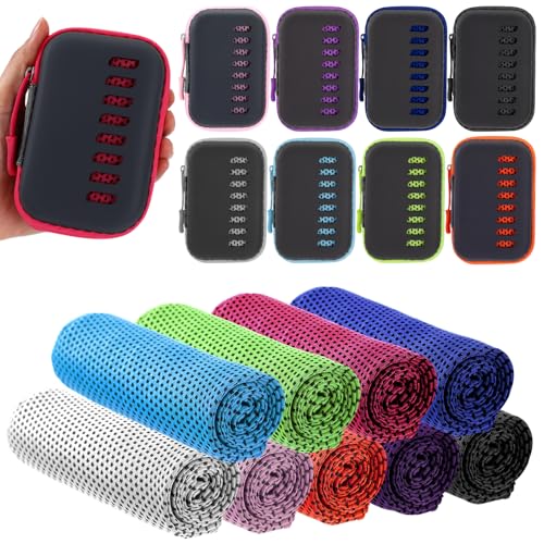 Peryiter 20 Pack Cooling Towels with Rectangle EVA Carry Cases Cooling - size: 35 x 12 Inch, style: Rectangle Eva