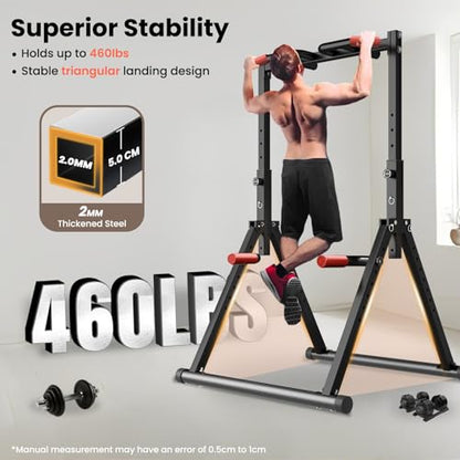 Power Tower Pull Up Dip Station Foldable, Pull Up Bar Station Adjustable, Multi-Function Home Gym, Strength Training Fitness Equipment, Triangular Design, for Home Outdoor - color: Black-Multifunction Bar