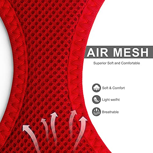 Fida Comfy Dog Harness with Leash, Soft Puppy Vest Escape Proof, Breathable Lightweight Soft Mesh, Adjustable Reflective Step-in Harness for Cat & Extra-Small Pet (XS, Red) - color: Fiery Red, size: XS (Neck:12.2"-13"; Girth:14.2"-16.1")