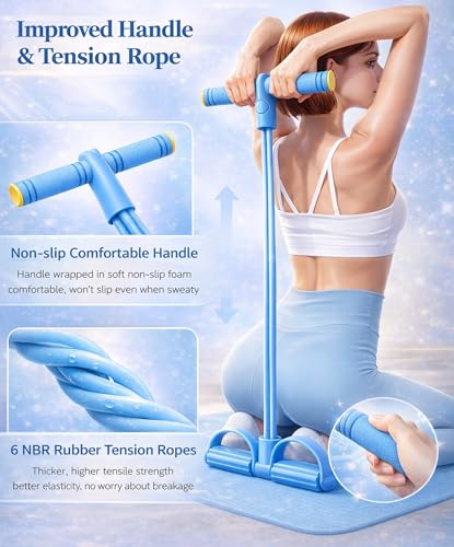 Pedal Resistance Bands with Handles, 6 Tube Exercise Bands for Full Body Workout, Home Gym Strength Training Equipment, Sit Up Pull Rope Fitness Band for Women and Men