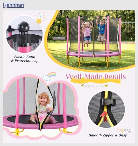 5 FT Kids Trampoline with Safety Enclosure Net, Indoor Outdoor Toddler Trampoline with U-Shaped Legs & Foam Poles, Mini Trampoline for Kids