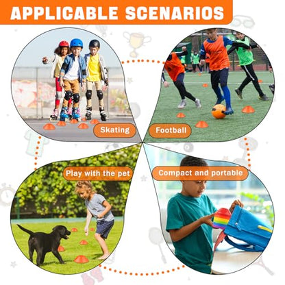 60 Pack Mini Soccer Cones–Mini Disc Cones for Agility Training,Soccer,Football,Sports Drills,Field Markers,Cones Sports Equipment,Portable Stackable Mini Cones with Carry Bag