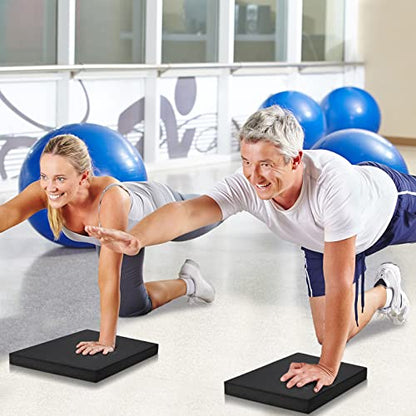 2 Pcs Foam Balance Pad Non Slip Stability Trainer Rectangle Board Exercise Pad Cushion for Women Men Dancing Balance Training Workouts Yoga Physical Therapy, Black and Dark Blue