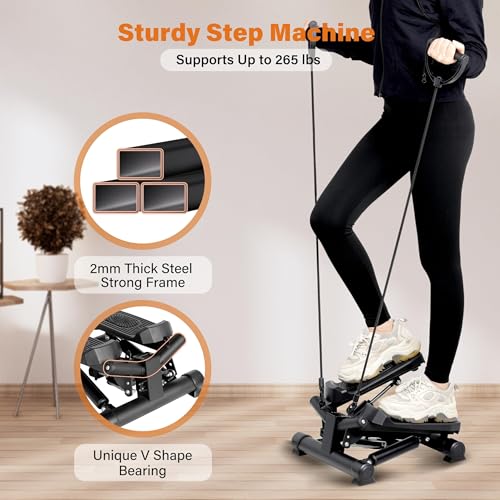 YSSOA Mini Stepper with Resistance Band - color: Black