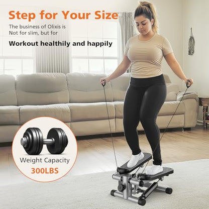 OLIXIS Stepper Machine with Resistance Bands - Mini Stair Stepper for Home Exercise, Portable Weight Loss & Full Body Workout Equipment