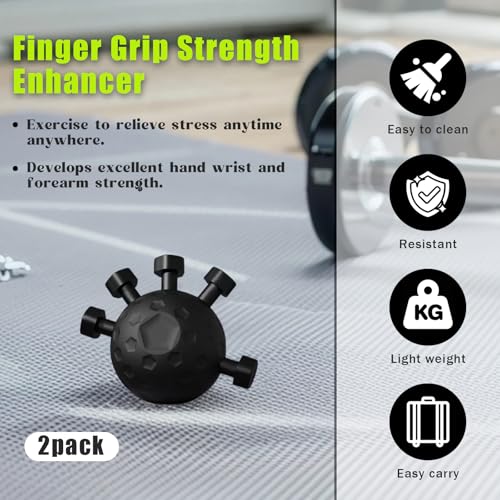 2 Pack Finger Grip Strengthener, Finger Strengthener, Finger Strength Trainer, Adjustable Hand Grip Strengthener, Grip Strength Trainer Ball